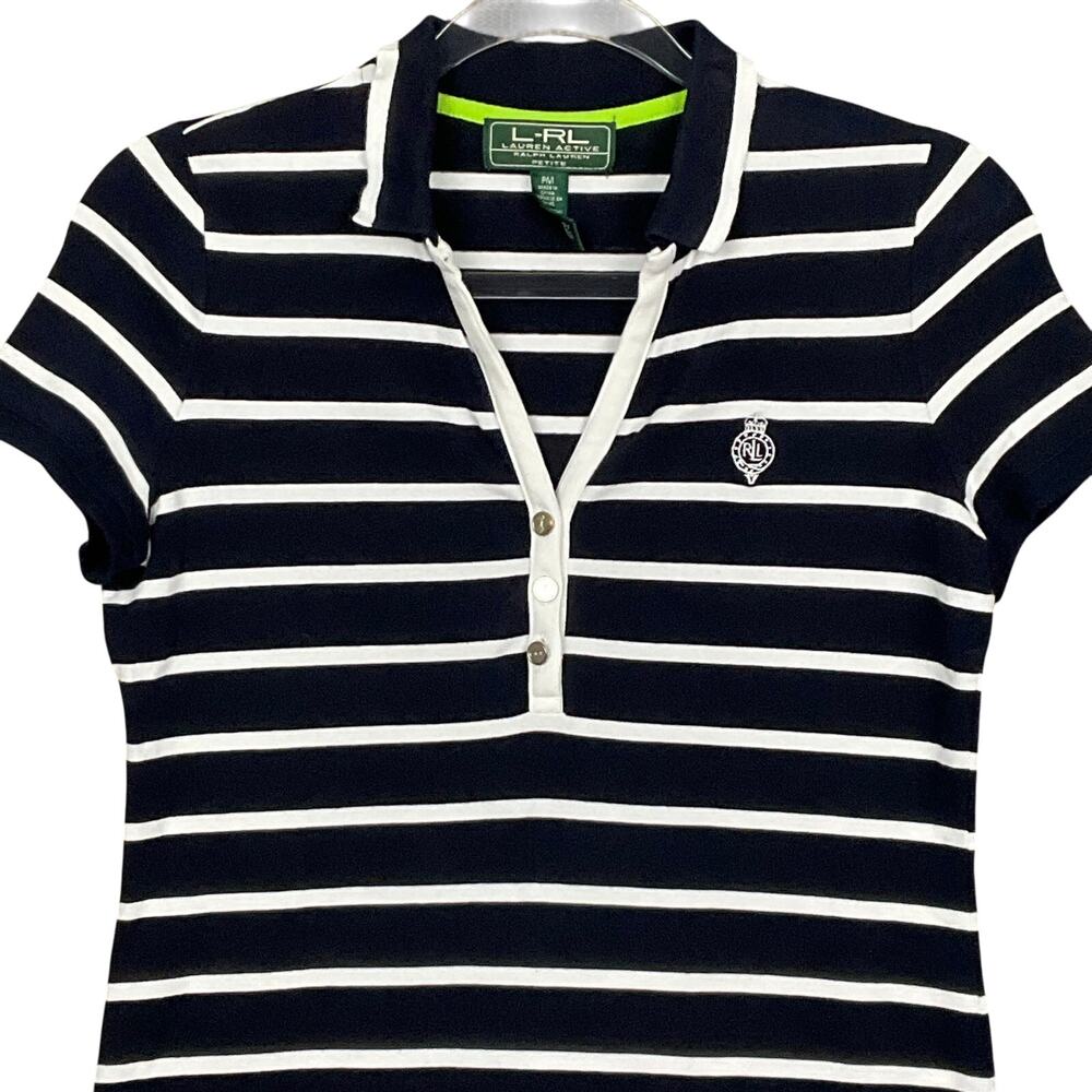 LAUREN RALPH LAUREN T Shirt Mini Dress Logo Crest Blue White MP SML Prep Tennis - Picture 4 of 9